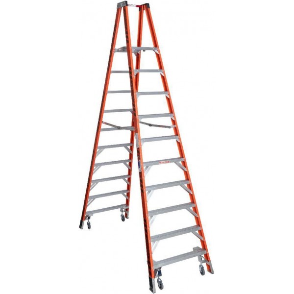 Werner 10 Ft. Type IA Fiberglass Platform Ladder with Casters
