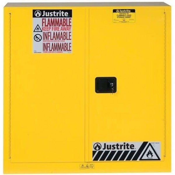 Justrite 30 Gallon Yellow Steel Self Close Flammable Cabinet