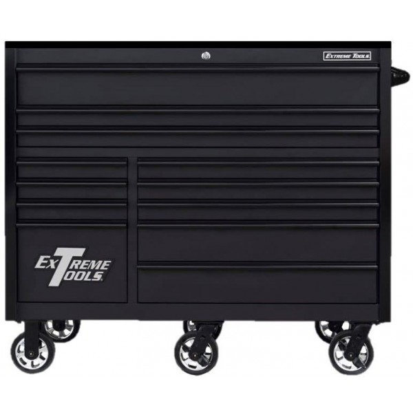 Extreme Tools 55in Matte Black Roller Cabinet with Black