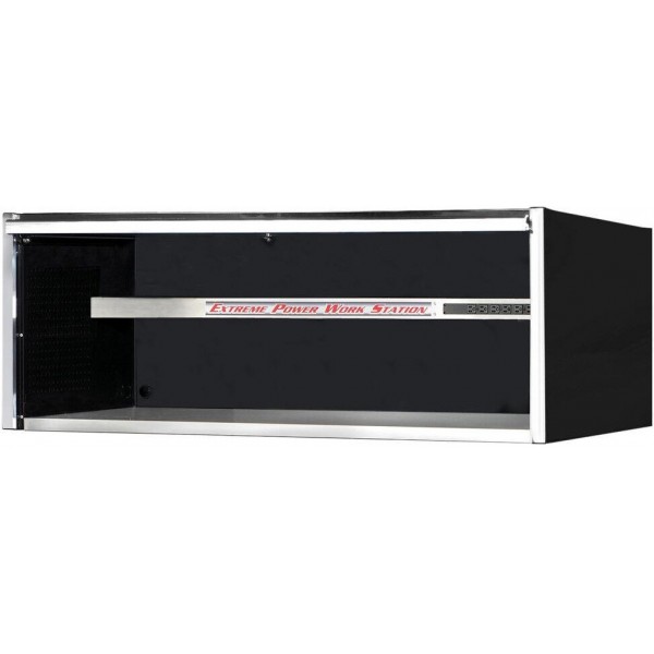 Extreme Tools 72in Black Power Workstation Hutch with Chrome