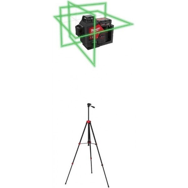 Milwaukee M12 3-Plane Laser Kit with Battery and Charger, Laser Tripod Bundle
