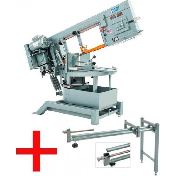 Ellis 10 Ft. 1HP Electric Mitre Band Saw, 2 Roller Support Stand Bundle